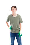 Young gardener with gloves