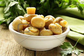 snack marinated mushrooms with herbs and spices
