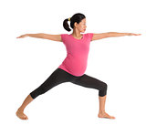 Asian pregnant yoga class.