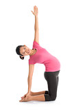 Asian pregnant yoga position.