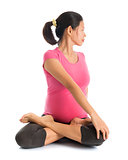 Pregnant yoga position 