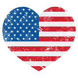 United States on America retro heart flag - vector