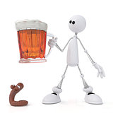 The 3D little man with beer.