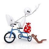 The 3D little man by bicycle.