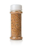 Mustard seeds in a glass jar