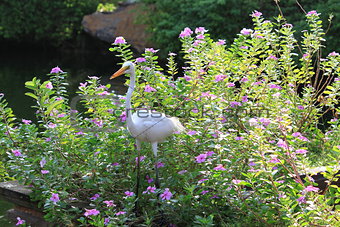 The egret in flowers