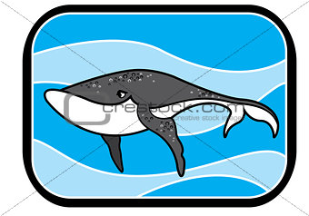 Cartoon Blue Whale In Ocean