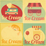 Set of Ice Cream Retro Labels