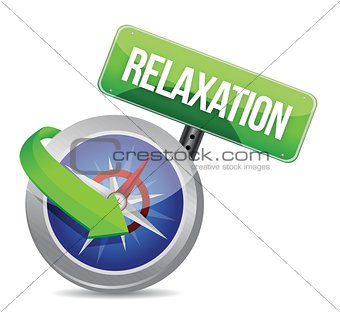 compass pointing to relaxation. illustration