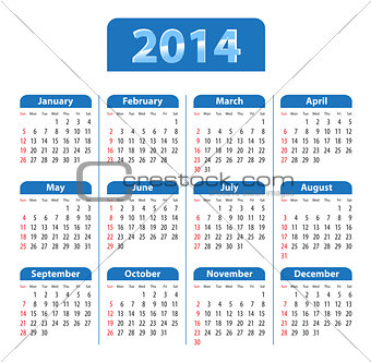 Calendar 2014 blue