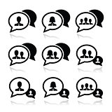Business meeting, communication icons set