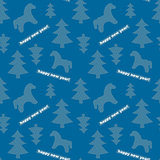 Seamless New-Year background with trees and horses