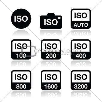 ISO - camera film speed standard icons set