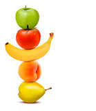 Group of fresh fruit. Dieting concept. Vector. 