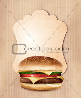 Retro fast food menu for burger. Vector illustration 