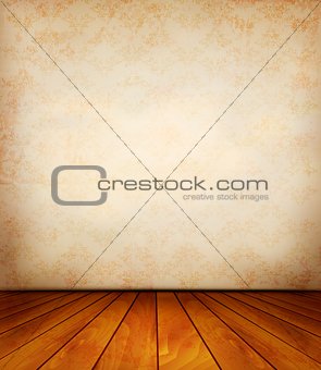 Old wall and a wooden floor. Vector. 