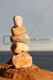 Balancing beach stones