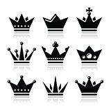Crown, royal family icons set