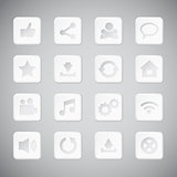 Set of white plastic technology app icons