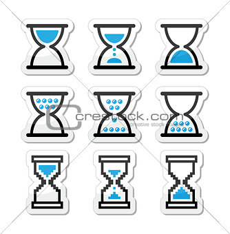 Hourglass, sandglass vector icon set