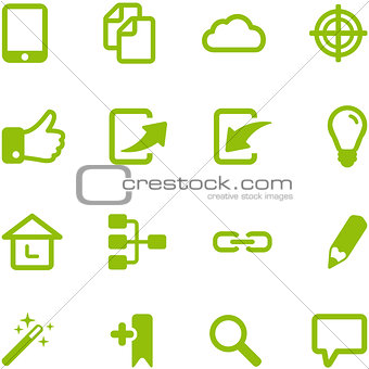Set of bright green vector icons.
