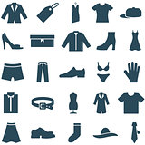 Set vector icons clothes and accessories.
