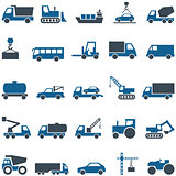 Vector icons of construction and trucking industry.