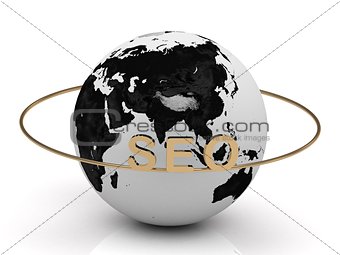 SEO gold letters on a gold ring