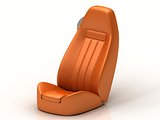 Orange car seat from the luxury car isolated 