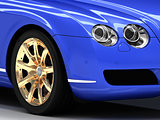 Premium blue car with gold wheels