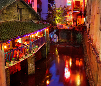 Yangshuo West Street at night attracts tourists dining and night