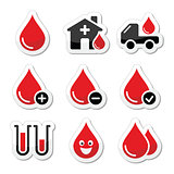 Blood donation vector icons set