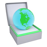 Earth in open gift box