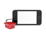 Smartphone and basket for purchasings