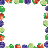 mix fruits with berries strawberry and lemon frame