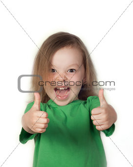 Portrait of a beautiful and confident girl showing thumbs up