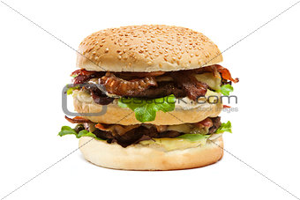 Double hamburger isolated