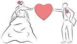 Vector bride and groom cartoon