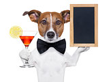 cocktail dog with blackboard 