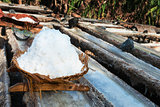 Basket with fresh extracted sea salt in Bali, Indonesia