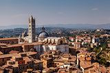 Aerial View on Siena and Santa Maria Cathedral, Tuscany, Italy