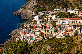Traditional Village of Riomaggiore in Cinque Terre, Italy