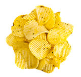 handful of yellow potato chips