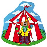 Circus tent with clown