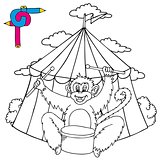 Coloring image circus with monkey