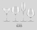 set of transparent glass goblets vector