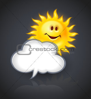 Smiling sun and cloud for text message