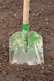Shovel in the dirt in a garden