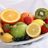 Plate with fresh fruits