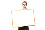 Beautiful woman with blank board